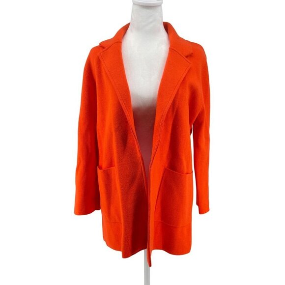 NWT J. Crew Bright Orange Knit Blazer Lapel Collar Sz S Office Quiet Luxury - Picture 1 of 9
